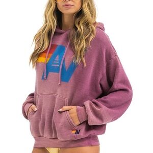 Aviator Nation Purple Hoodie with Multicolor Logo